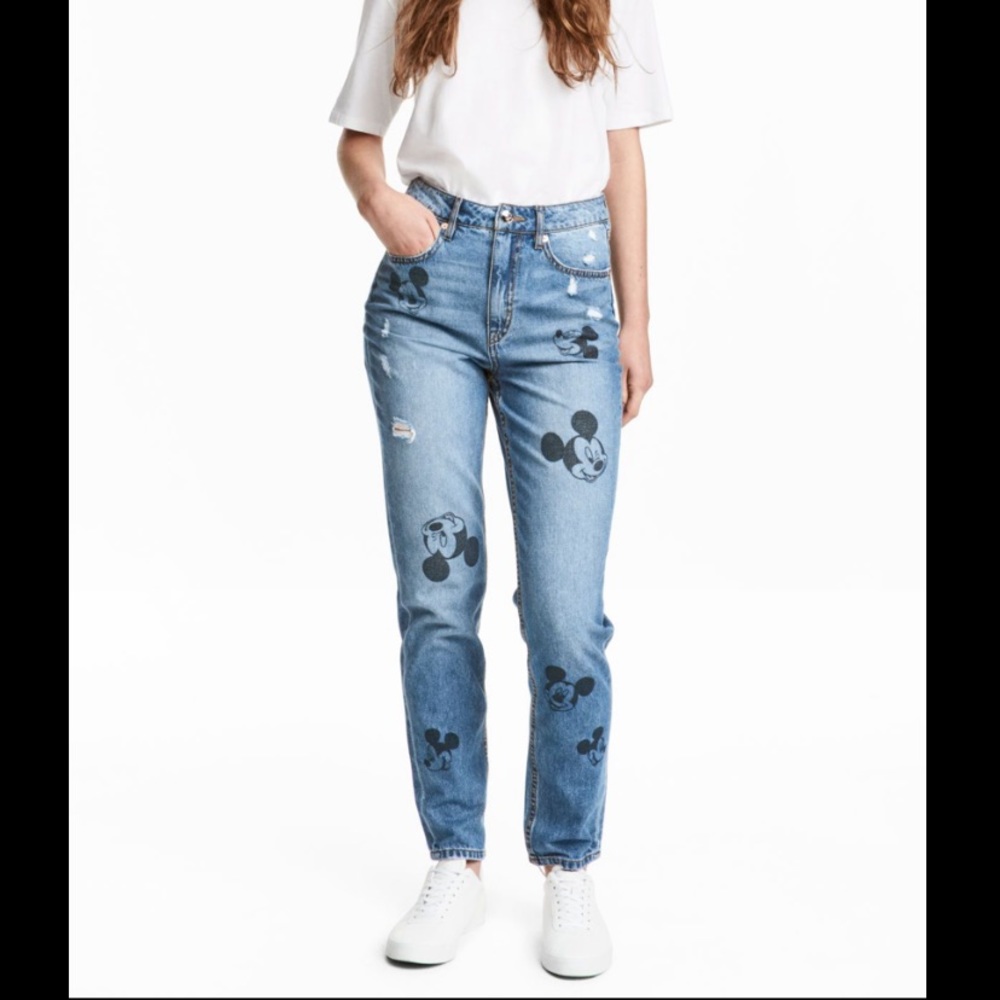 H&M Disney Mickey Mouse Slim Mom Jeans